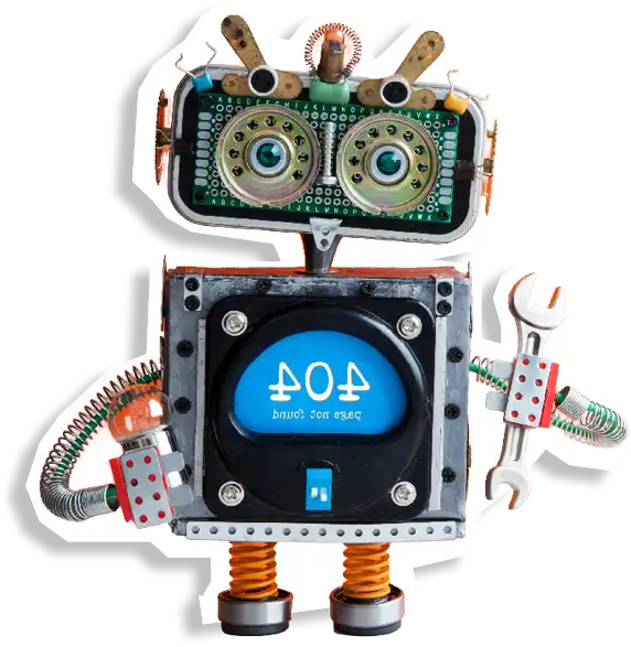 Roboter aus Altteilen als Symbolfigur, verlinkt zur Liste mit Reparaturbetrieben, die nachhaltig im Sinne der Wiederverwendung wirken